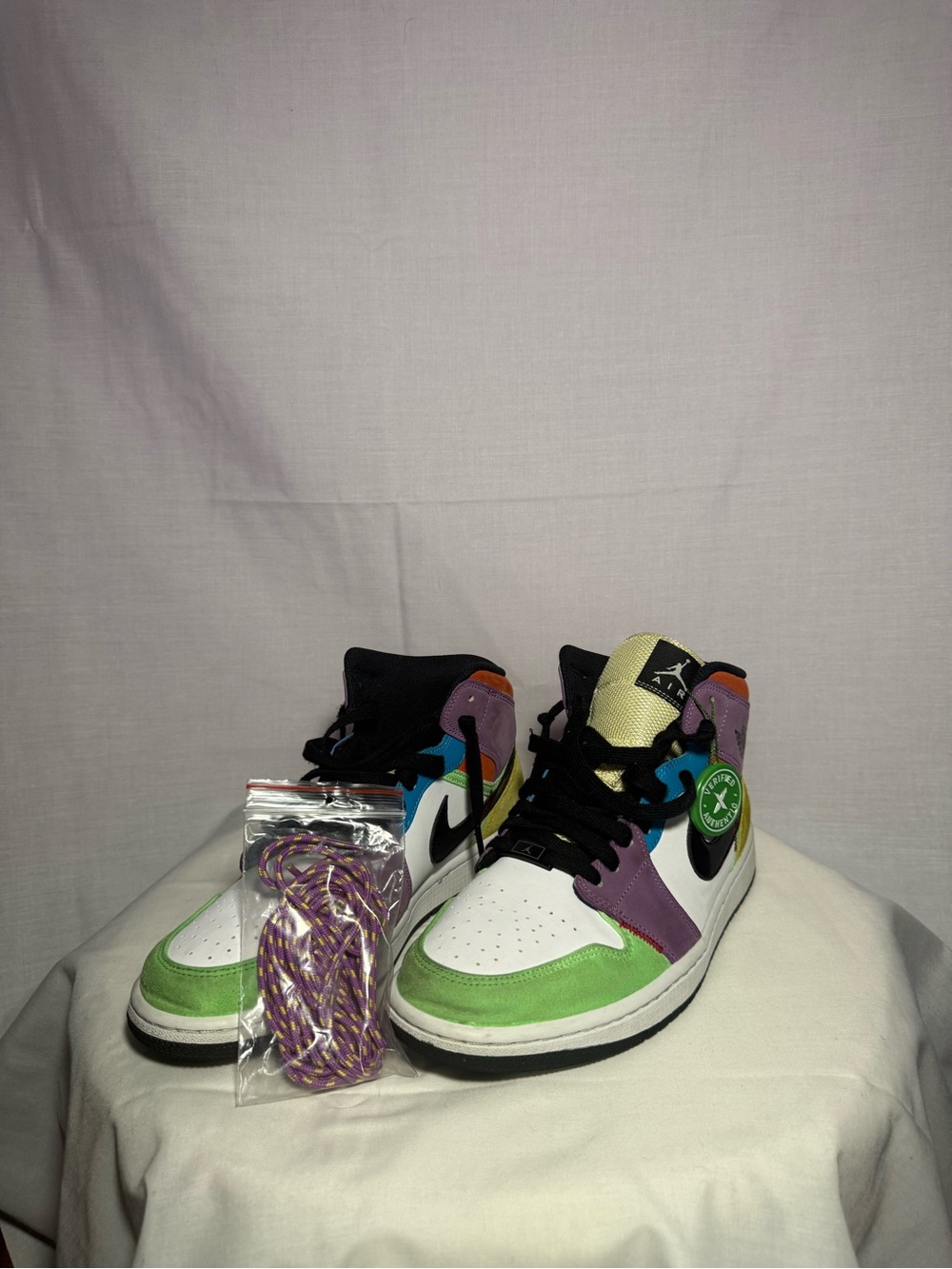 Air Jordan 1 Mid SE Lightbulb Multi Color CW1140-100 Men’s 10 w Box Extra Laces